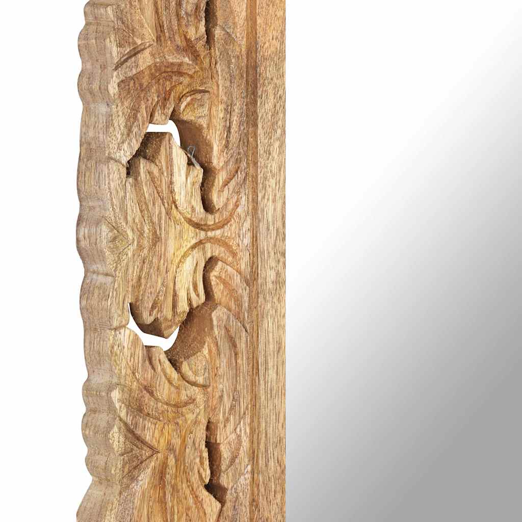 Kézzel faragott barna tömör mangófa tükör 110 x 50 cm 5