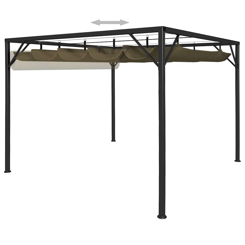 Tópszínű kerti pavilon behúzható tetővel 3 x 3 m 180 g/m² 6