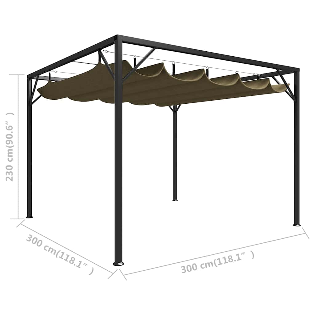 Tópszínű kerti pavilon behúzható tetővel 3 x 3 m 180 g/m² 8