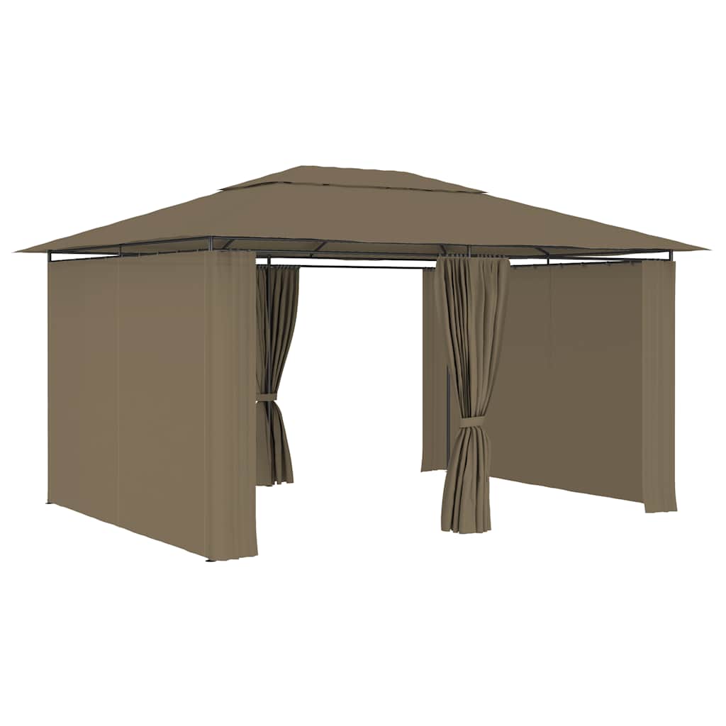 Tópszínű kerti pavilon függönyökkel 4 x 3 m 180 g/m² 3