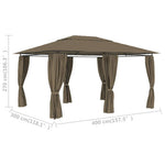Tópszínű kerti pavilon függönyökkel 4 x 3 m 180 g/m² 9