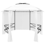 Fehér kerti pavilon függönyökkel 360 x 312 x 265 cm 180 g/m²
