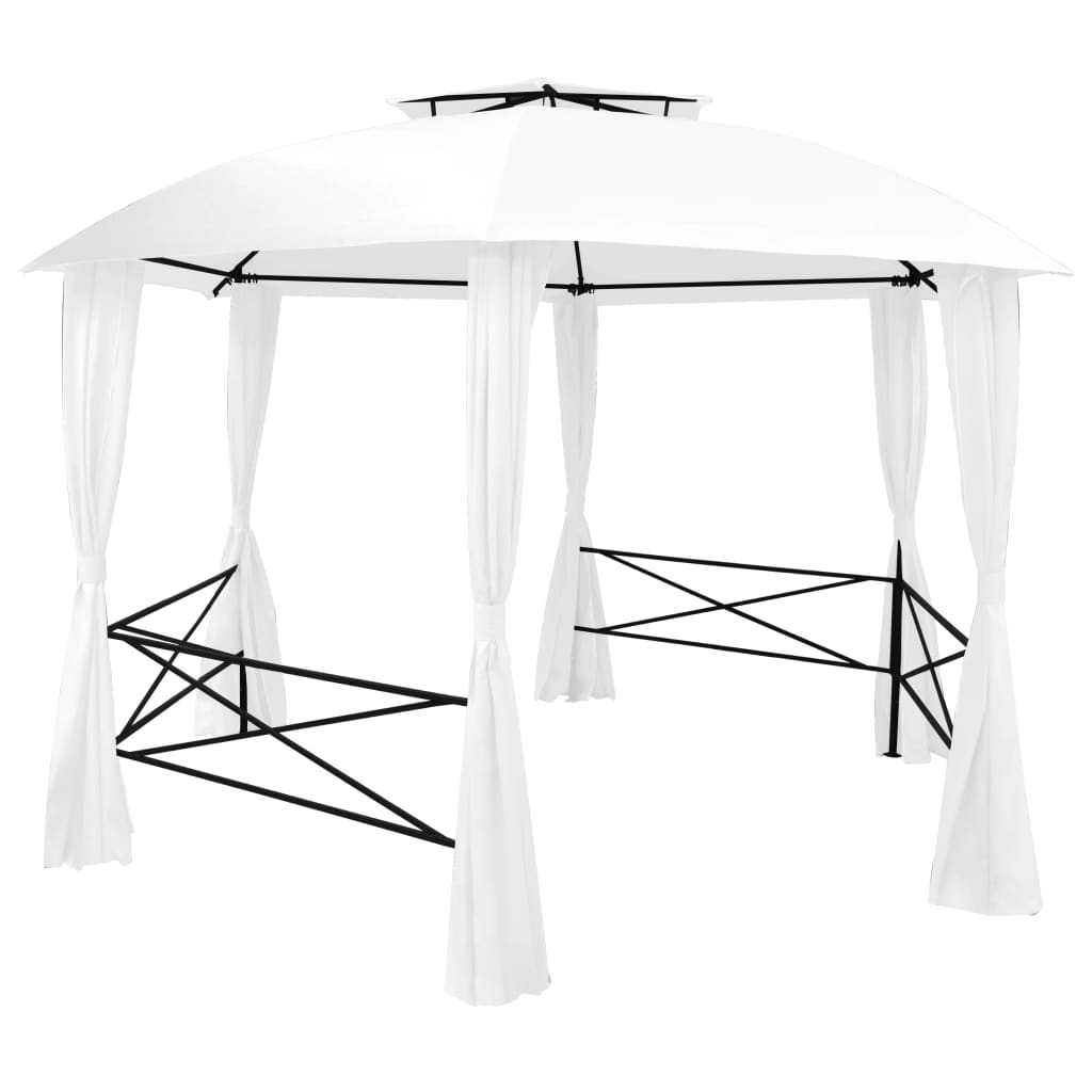 Fehér kerti pavilon függönyökkel 360 x 312 x 265 cm 180 g/m² 2