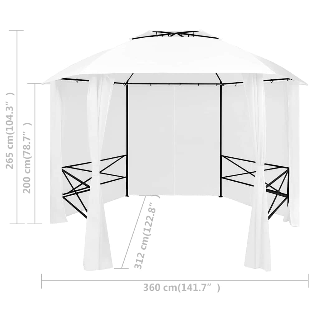 Fehér kerti pavilon függönyökkel 360 x 312 x 265 cm 180 g/m² 8