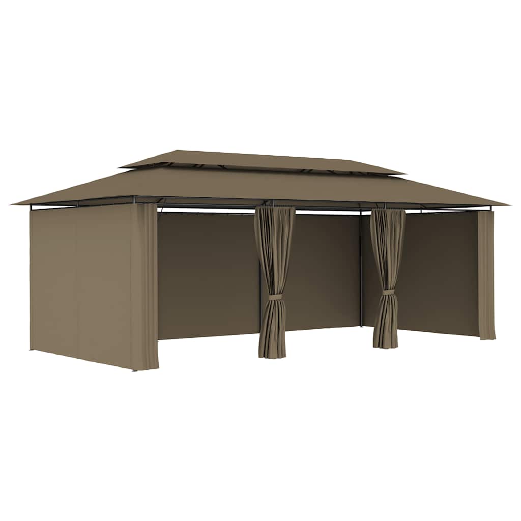 Tópszínű pavilon függönyökkel 600 x 298 x 270 cm 180 g/m² 2