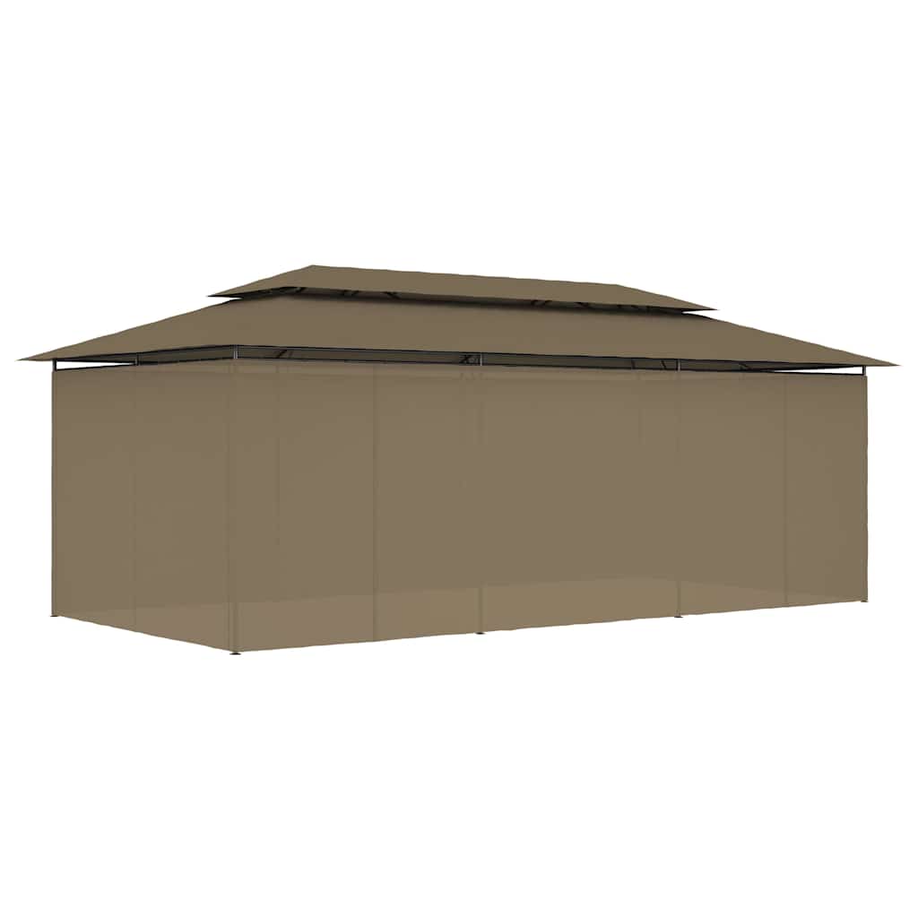 Tópszínű pavilon függönyökkel 600 x 298 x 270 cm 180 g/m² 4
