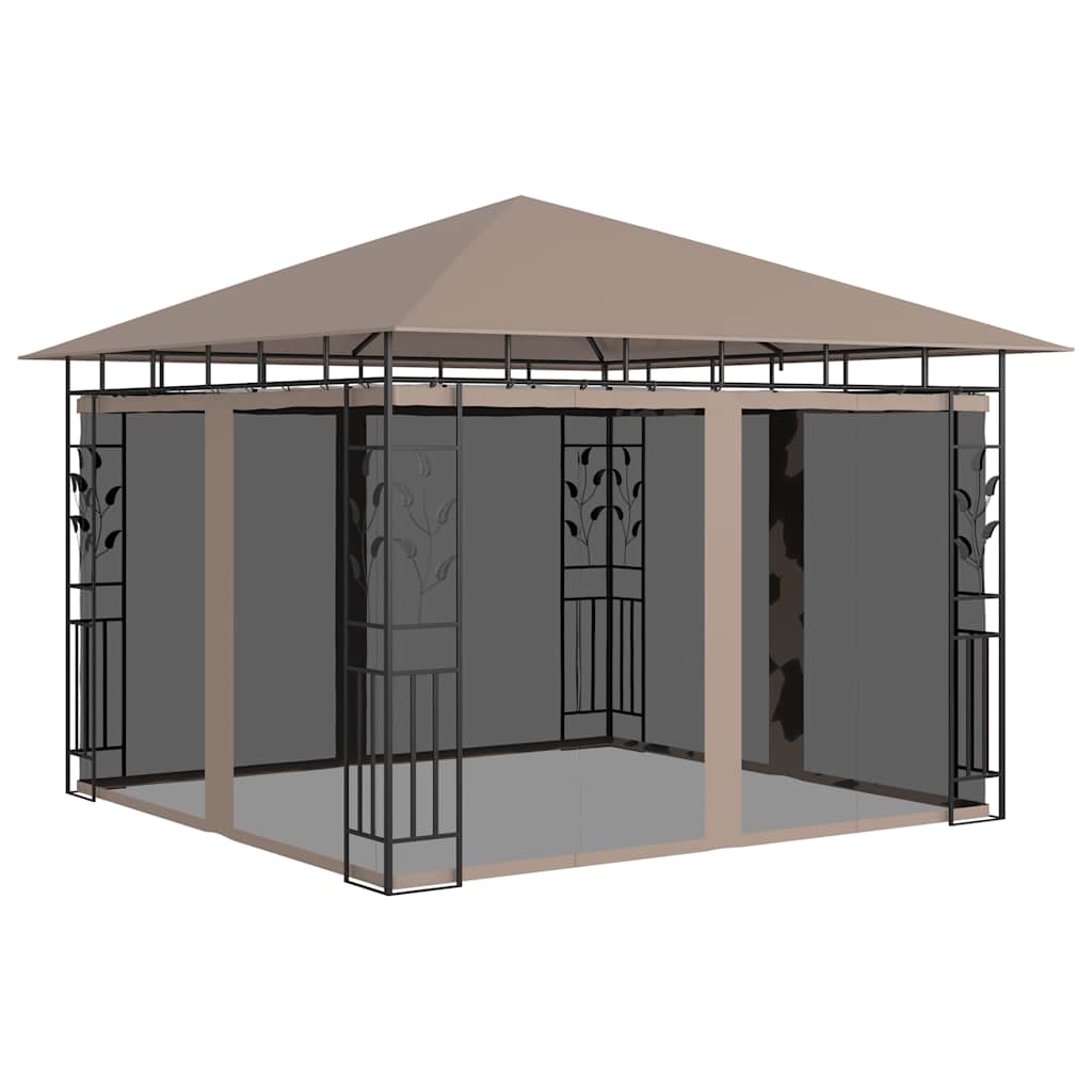 Tópszínű pavilon szúnyoghálóval 3 x 3 x 2,73 m 180 g/m²