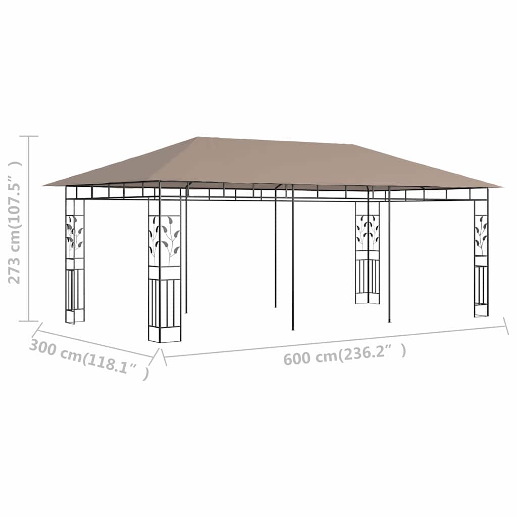 Tópszínű pavilon szúnyoghálóval 6 x 3 x 2,73 m 180 g/m² 6