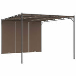 Tópszínű kerti pavilon oldalfüggönnyel 4 x 3 x 2,25 m 2