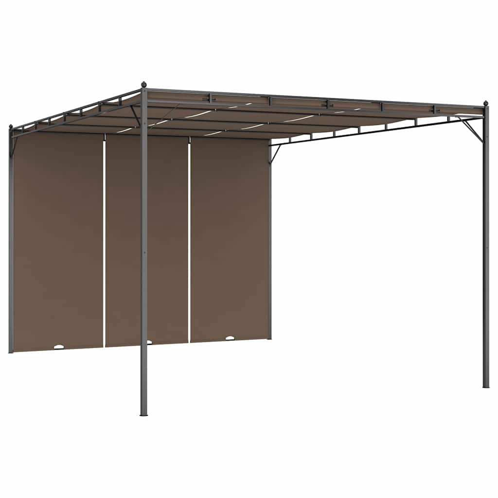 Tópszínű kerti pavilon oldalfüggönnyel 4 x 3 x 2,25 m 2
