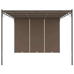 Tópszínű kerti pavilon oldalfüggönnyel 4 x 3 x 2,25 m 3