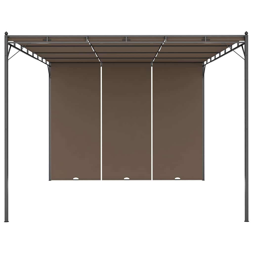 Tópszínű kerti pavilon oldalfüggönnyel 4 x 3 x 2,25 m 3