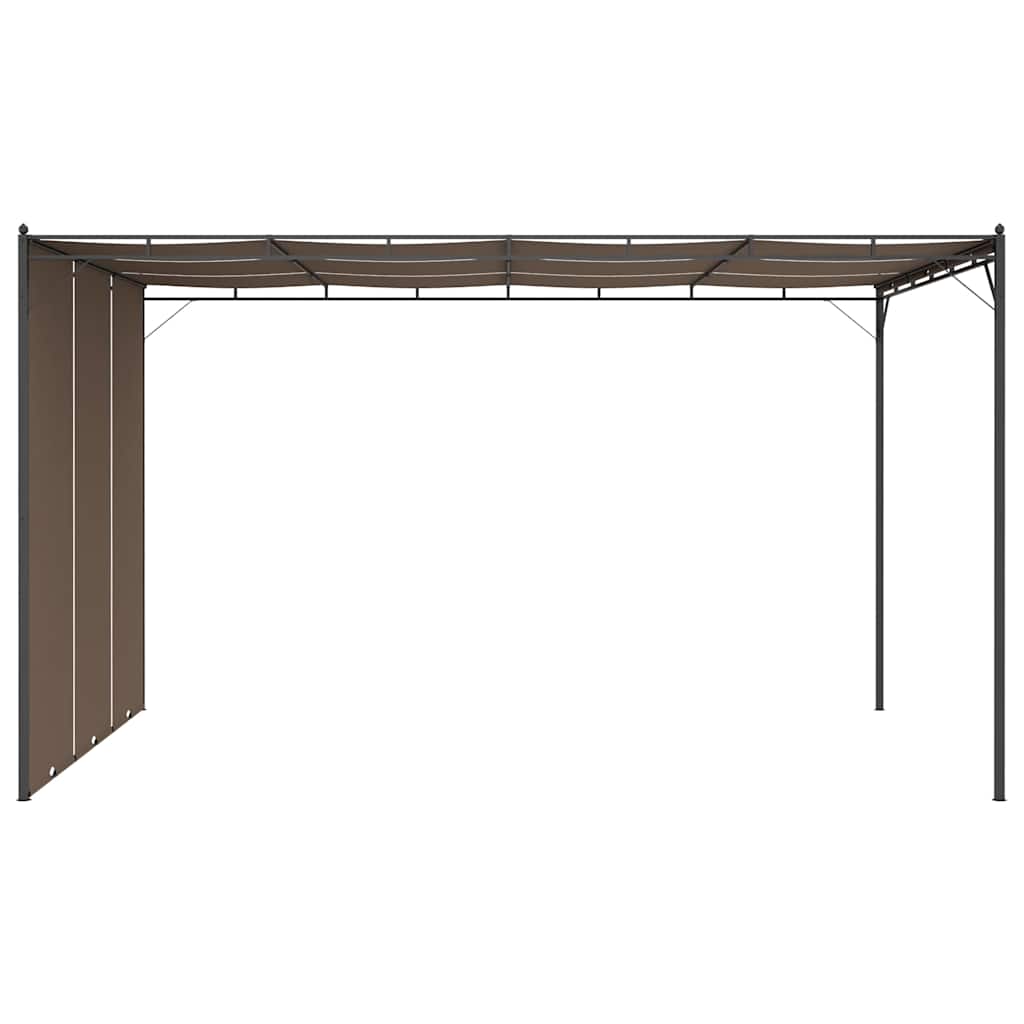 Tópszínű kerti pavilon oldalfüggönnyel 4 x 3 x 2,25 m 4