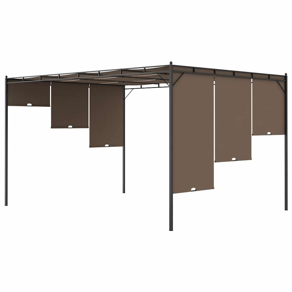 Tópszínű kerti pavilon oldalfüggönnyel 4 x 3 x 2,25 m 6