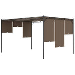 Tópszínű kerti pavilon oldalfüggönnyel 4 x 3 x 2,25 m 7