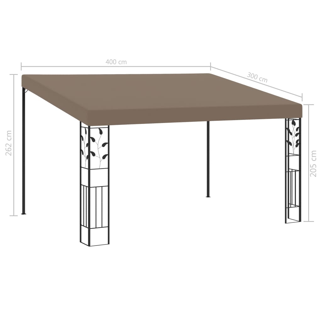 Tópszínű falra szerelhető pavilon 4 x 3 x 2,5 m 6