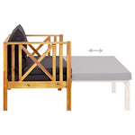 Kétszemélyes tömör akácfa kerti pad párnákkal 122 cm 6