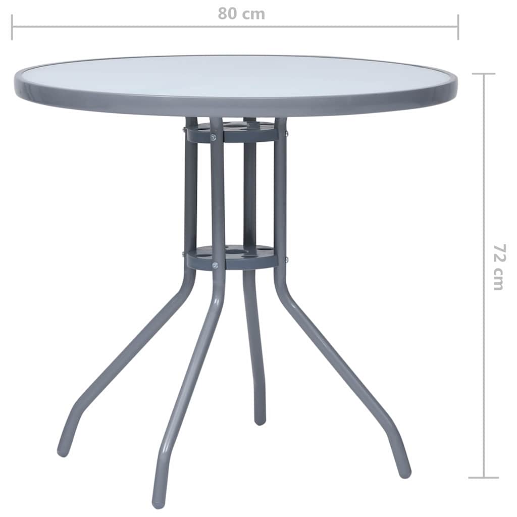 Világosszürke acél és üveg kerti asztal 80 cm 5