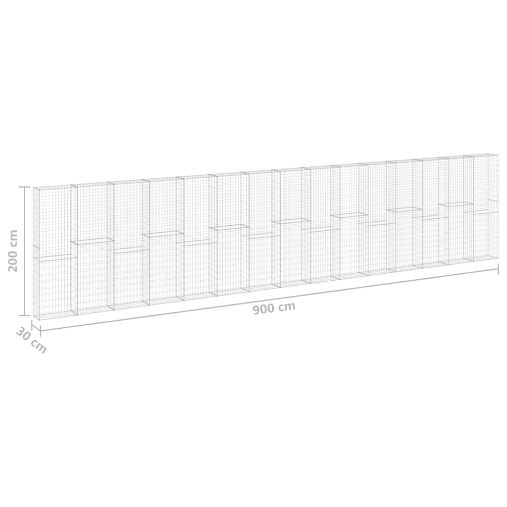 Horganyzott acél gabion fal fedéllel 900 x 30 x 200 cm 7