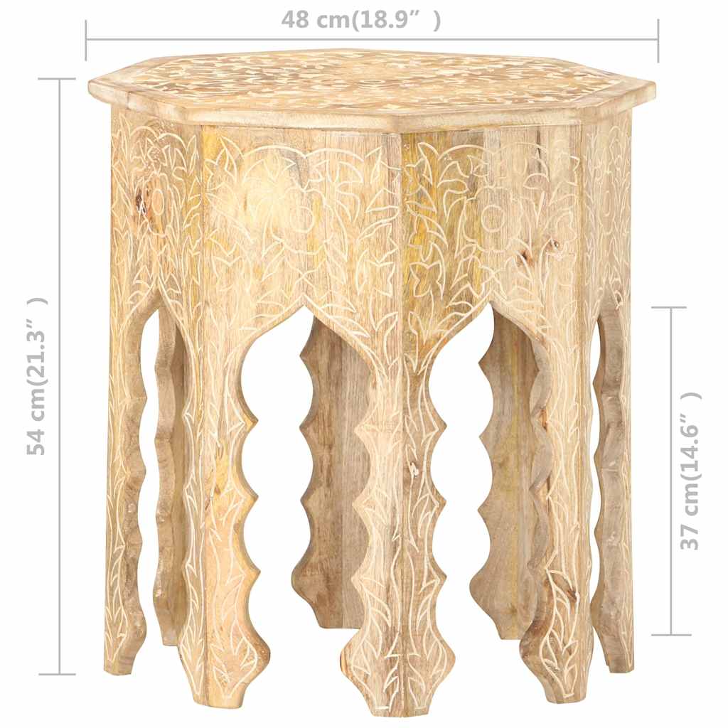 Tömör mangófa kisasztal Ø48 cm 7