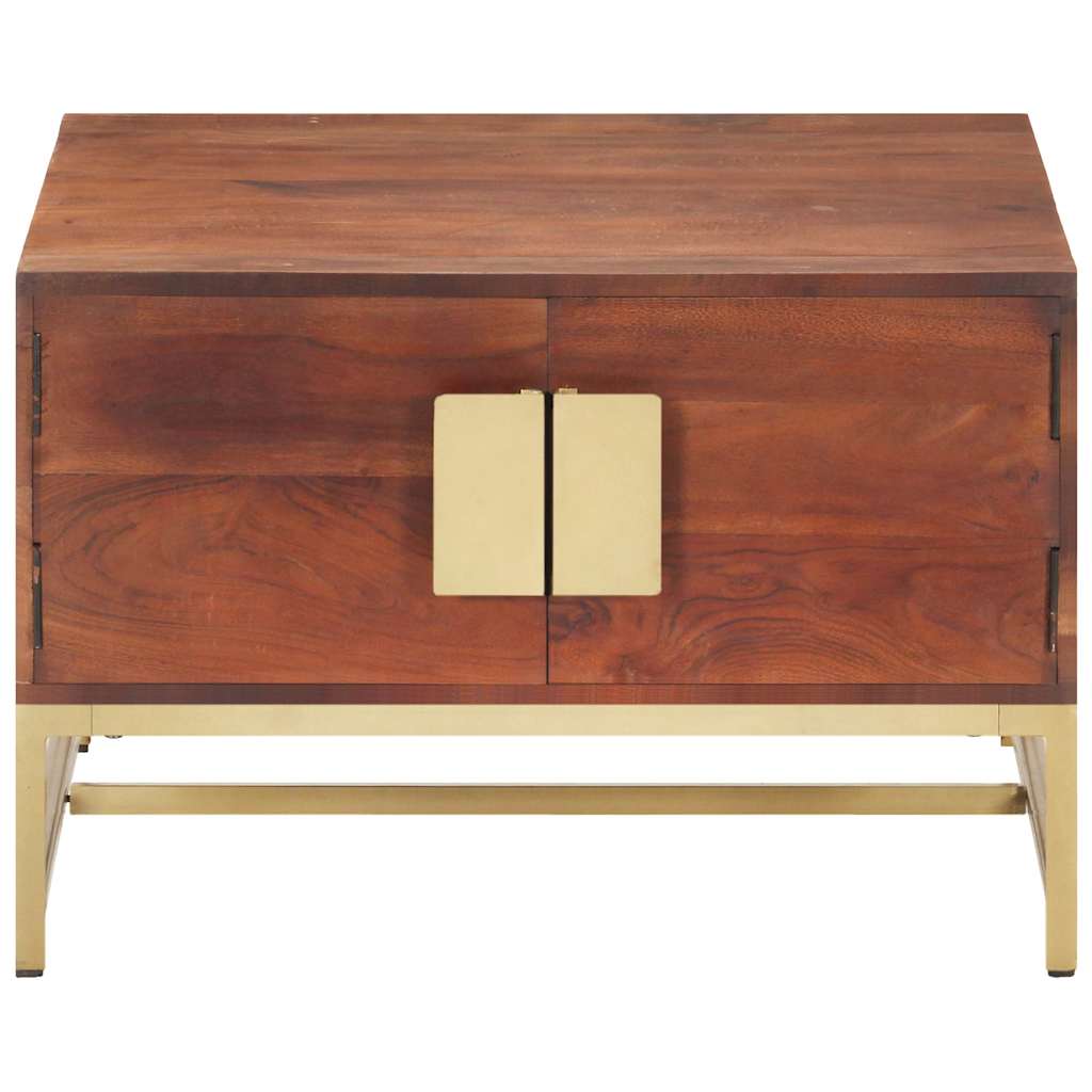 Mézbarna tömör akácfa dohányzóasztal 67 x 67 x 45 cm 2