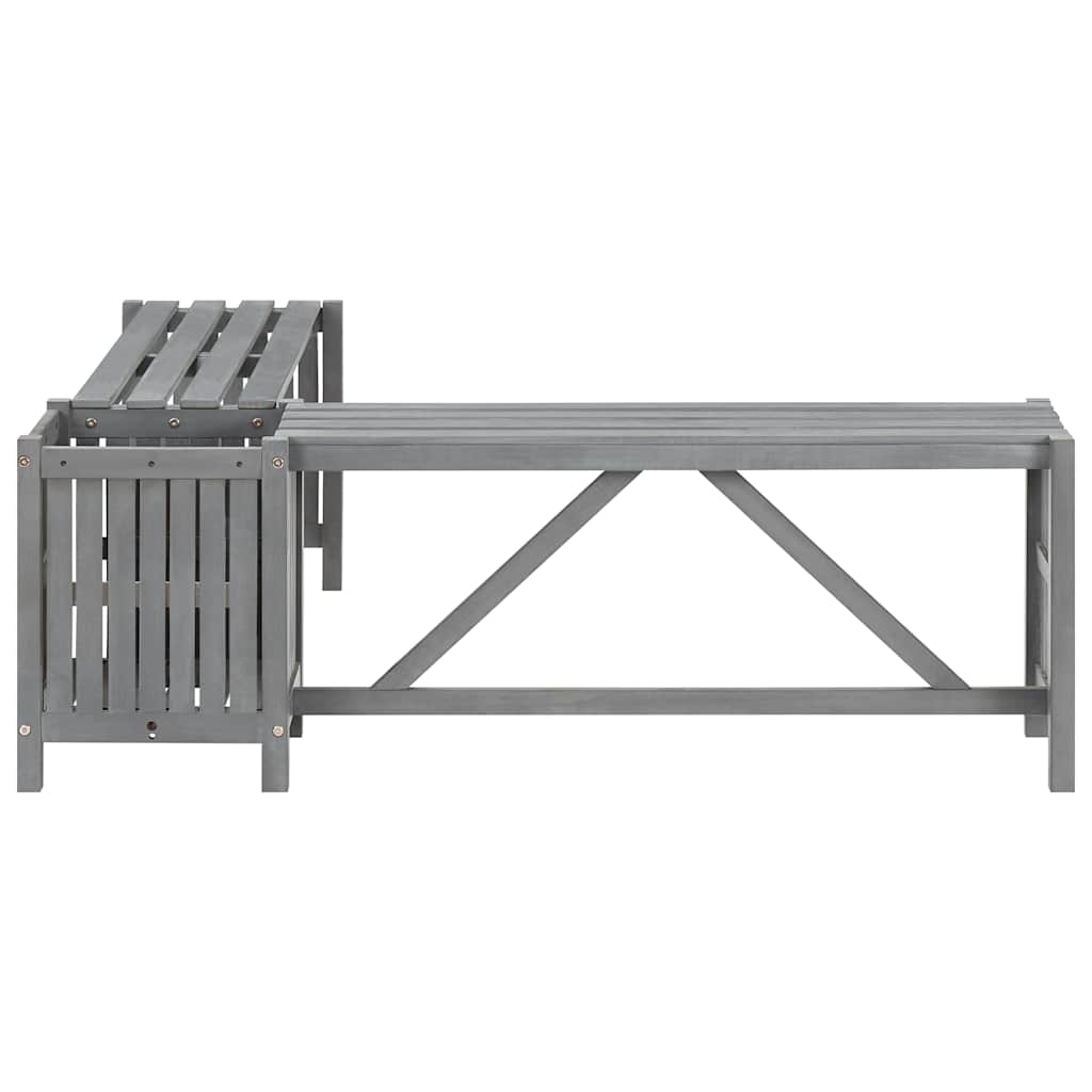 Szürke tömör akácfa kerti sarokpad ültetővel 117 cm 5
