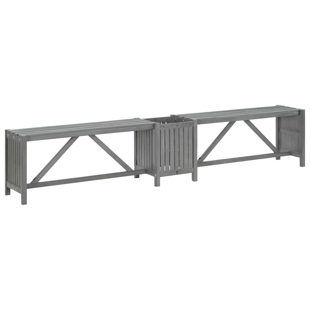 Szürke tömör akácfa kerti sarokpad ültetővel 117 cm 6