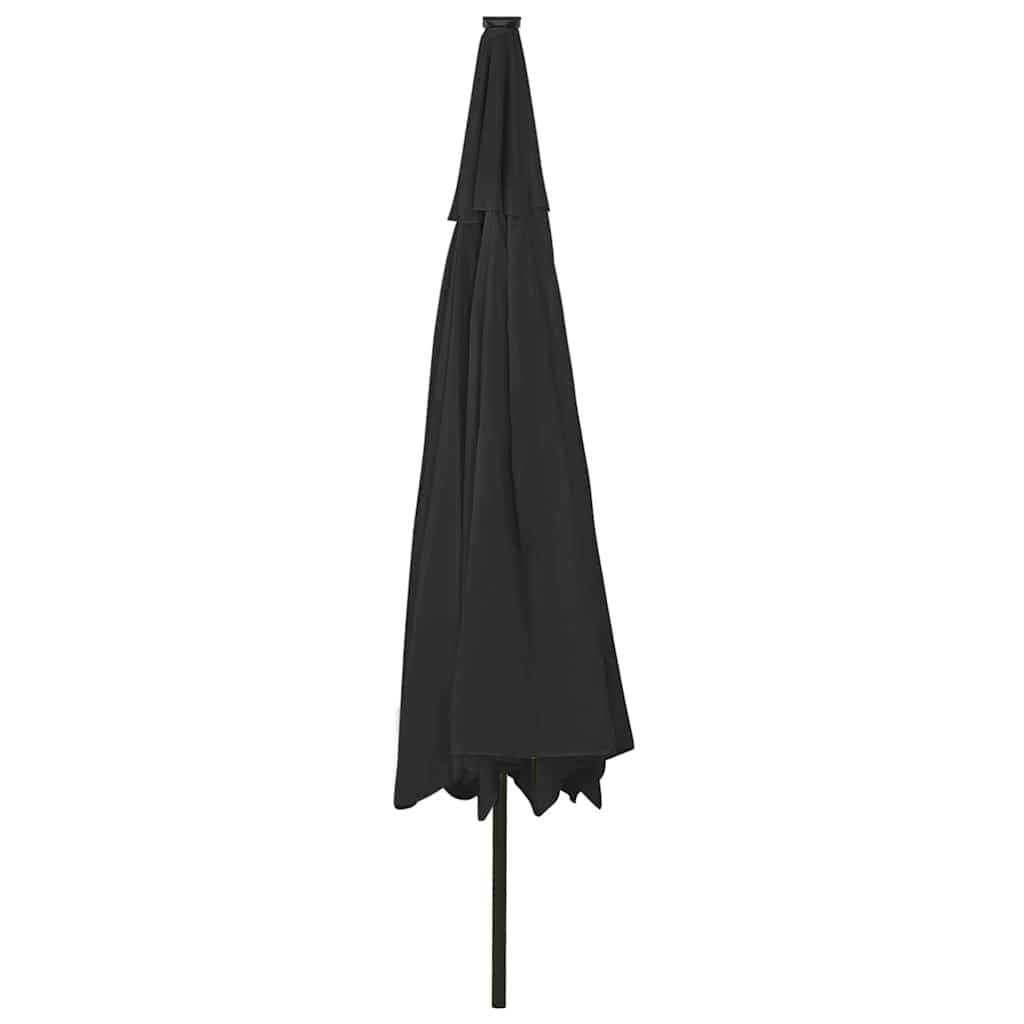 Fekete kültéri napernyő LED-fényekkel és fémrúddal 400 cm 5