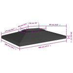 Fekete kétszintes pavilon-tetőponyva 310 g/m² 4 x 3 m 7