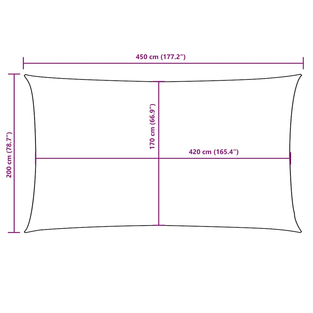 Antracitszürke téglalap alakú oxford-szövet napvitorla 2x4,5 m 10