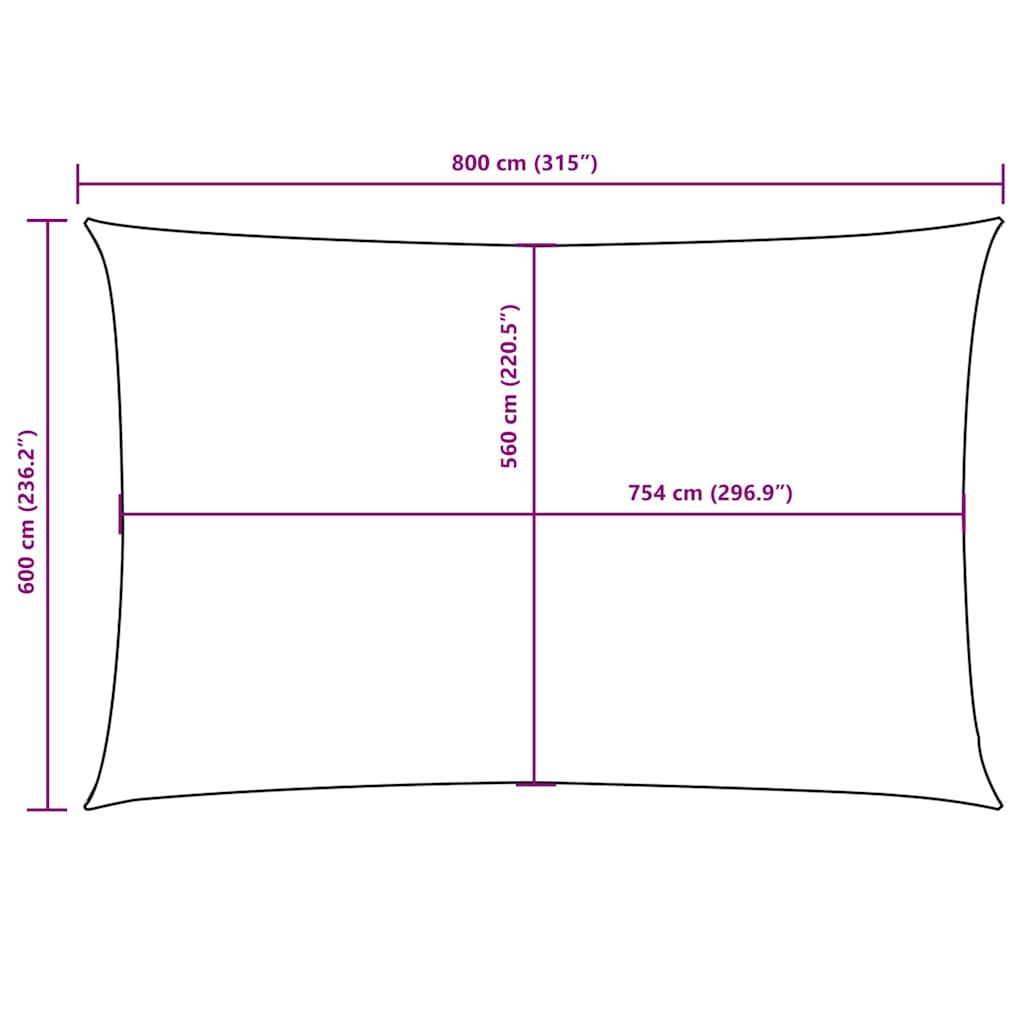 Bézs téglalap alakú oxford-szövet napvitorla 6 x 8 m 10