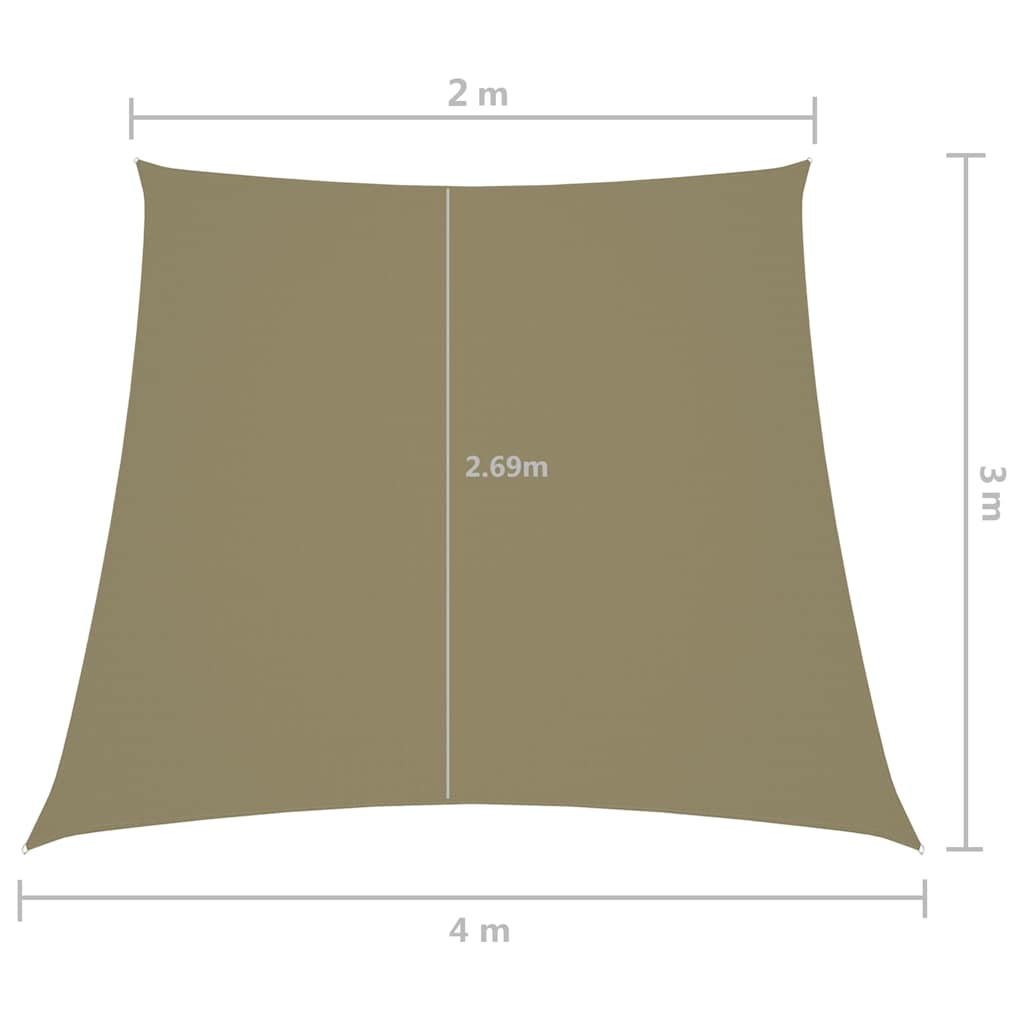 Bézs trapéz alakú oxford-szövet napvitorla 2/4 x 3 m 6