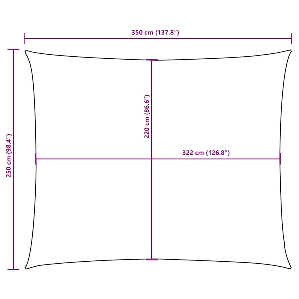 Krémszínű téglalap alakú oxford-szövet napvitorla 2,5 x 3,5 m 10
