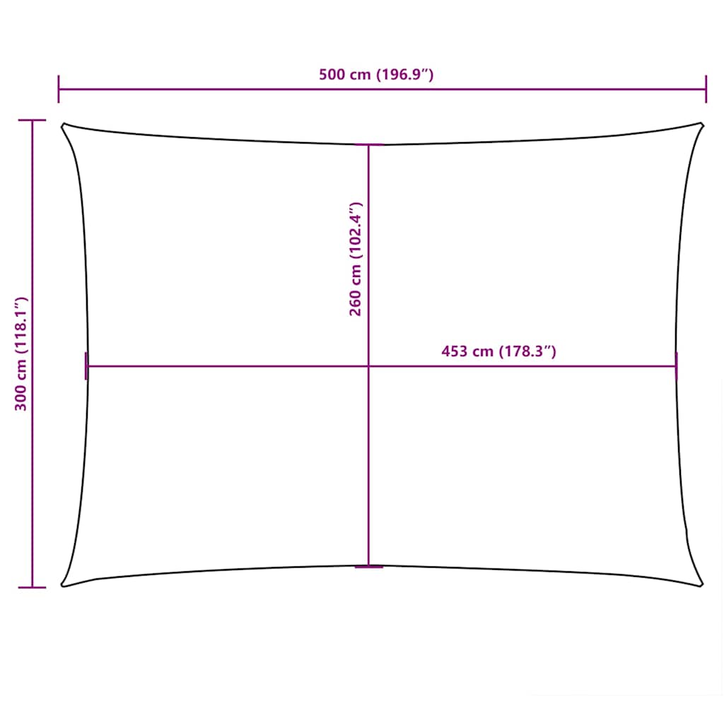 Krémszínű téglalap alakú oxford-szövet napvitorla 3 x 5 m 10