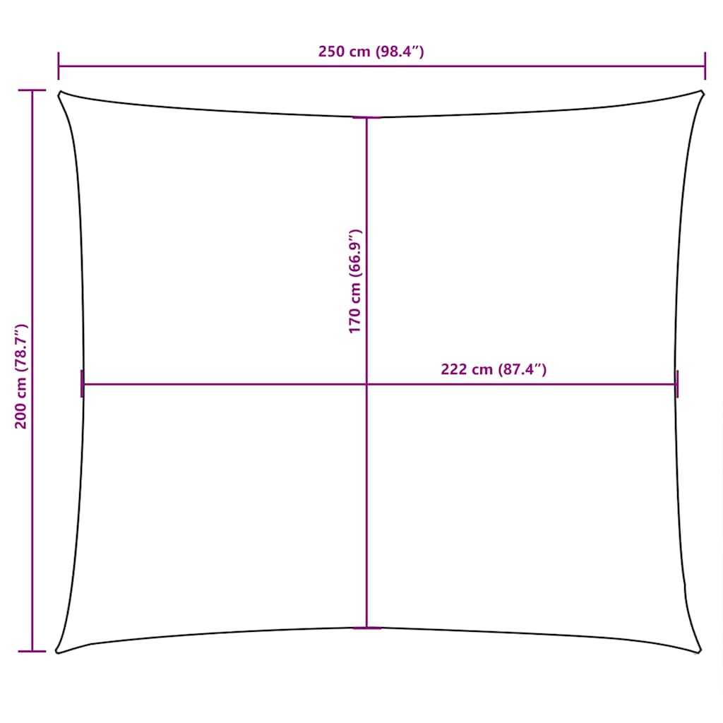 Fehér téglalap alakú oxford-szövet napvitorla 2 x 2,5 m 10
