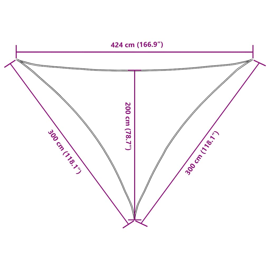 Fehér háromszögű oxford-szövet napvitorla 3 x 3 x 4,24 m 10