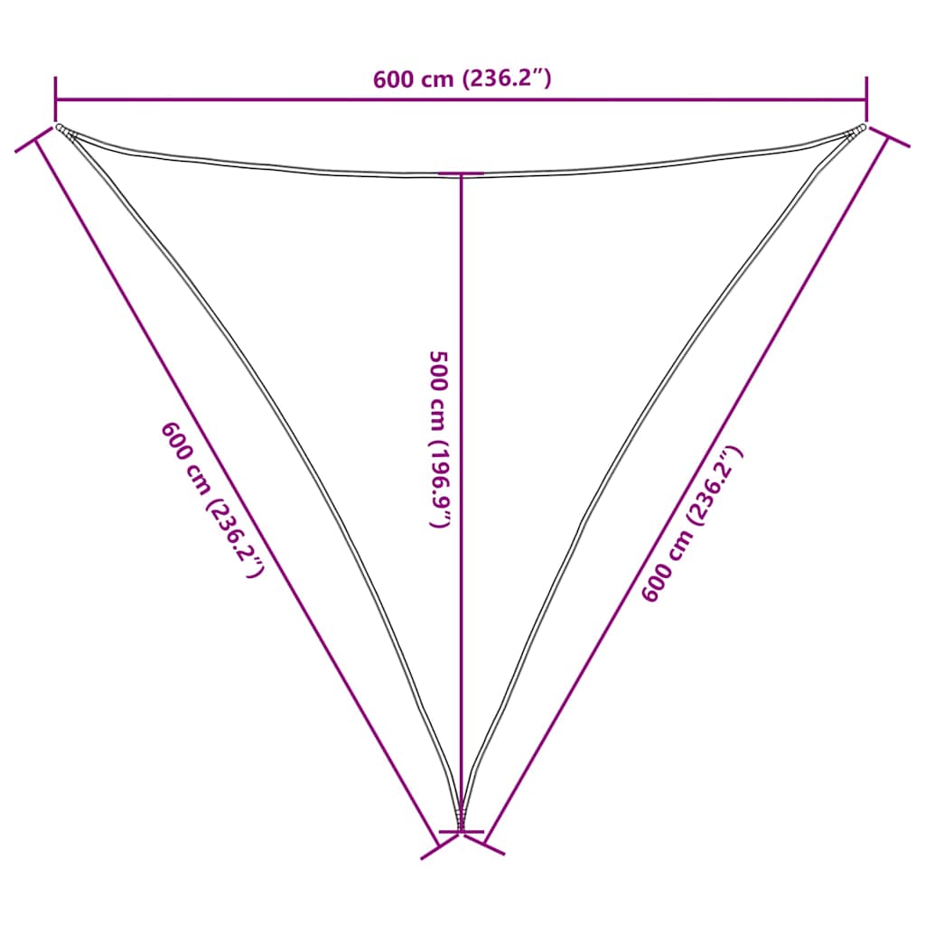 Fehér háromszögű oxford-szövet napvitorla 6 x 6 x 6 m 10