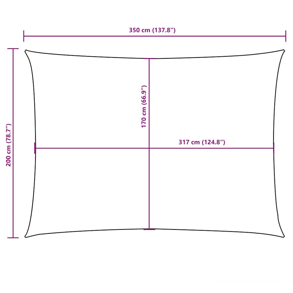 Terrakotta téglalap alakú oxford-szövet napvitorla 2 x 3,5 m 10
