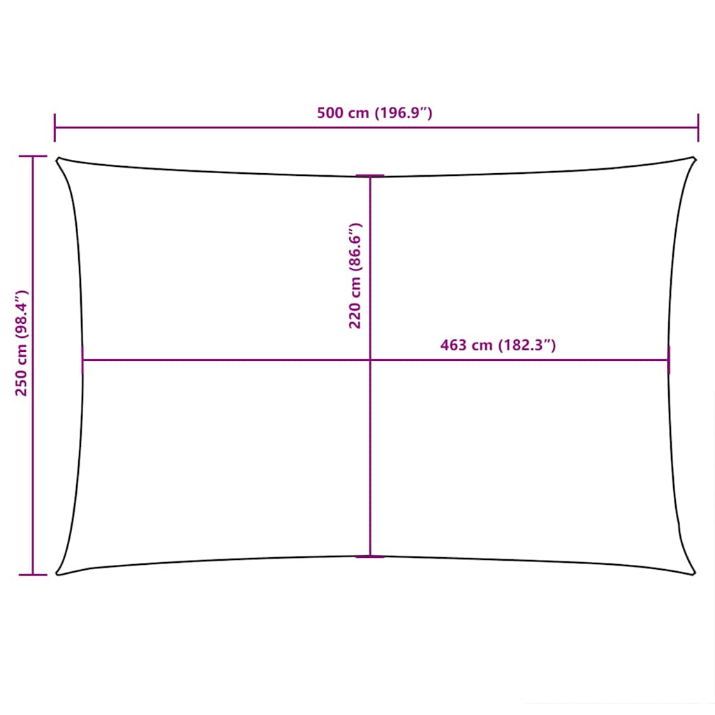 Tópszínű téglalap alakú oxford-szövet napvitorla 2,5 x 5 m 10