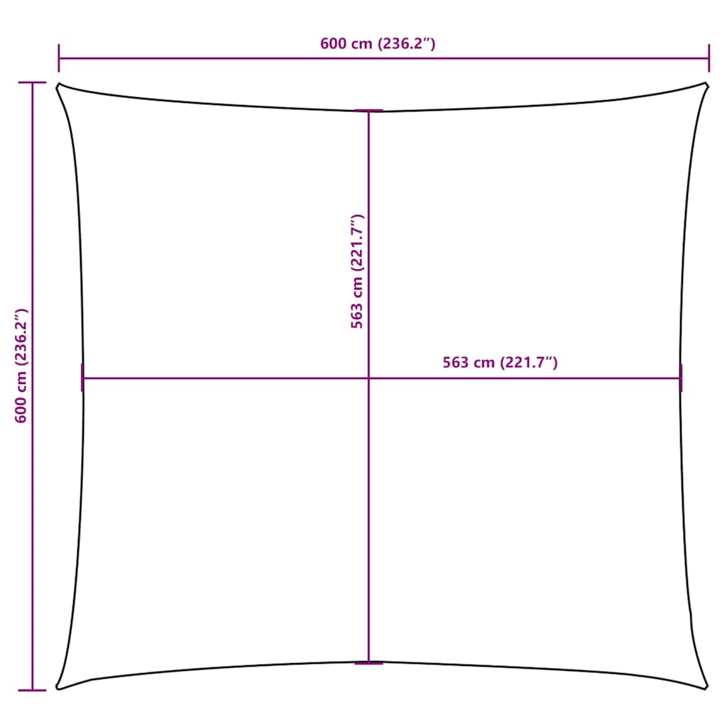 Sötétzöld négyzet alakú oxford-szövet napvitorla 6 x 6 m 10