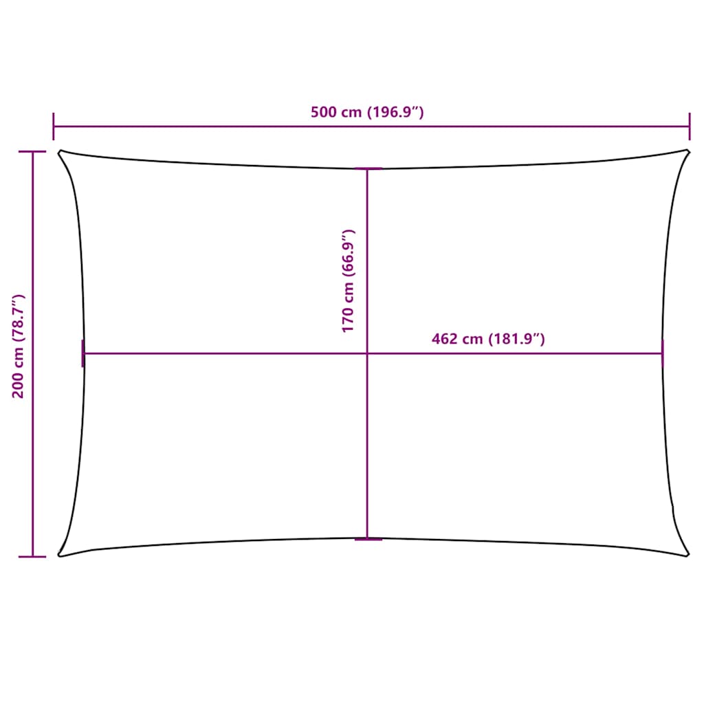 Sötétzöld téglalap alakú oxford-szövet napvitorla 2 x 5 m 10