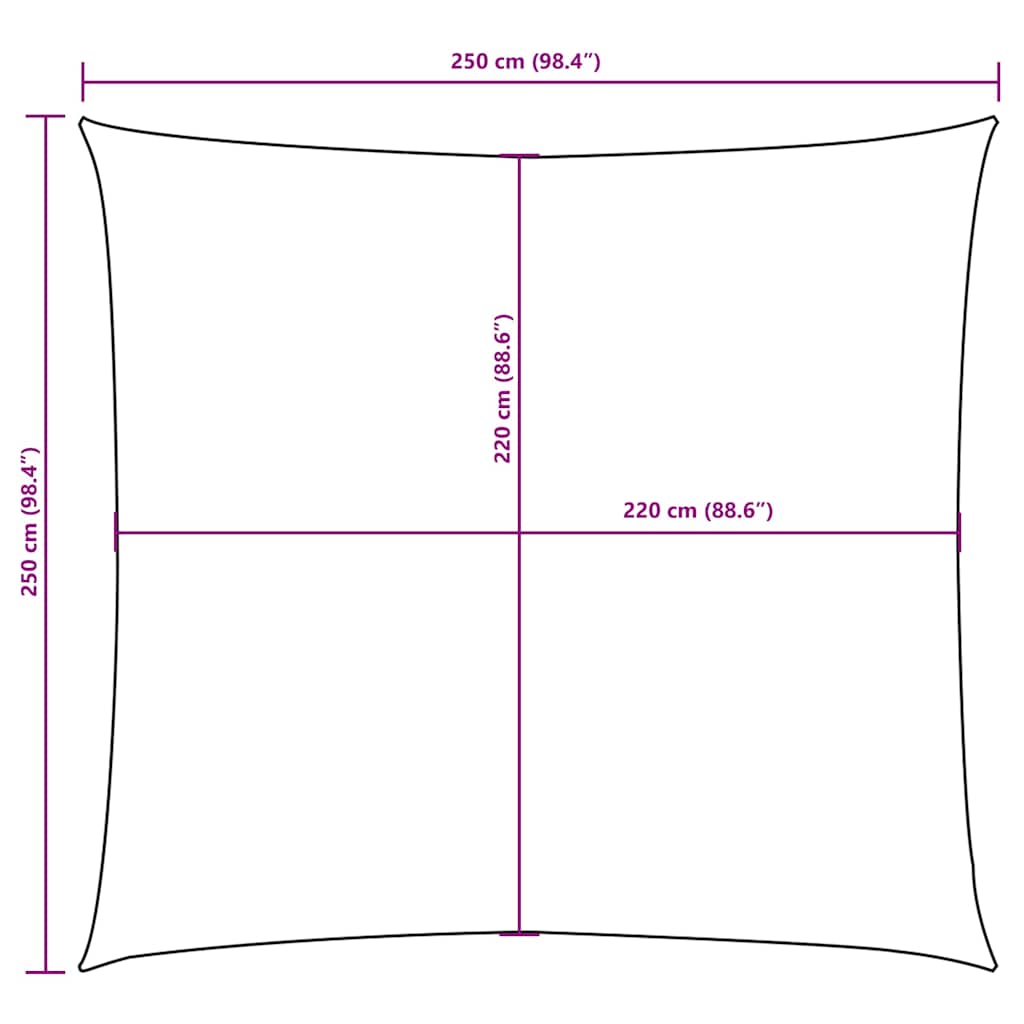 Kék négyzet alakú oxford-szövet napvitorla 2,5 x 2,5 m 10