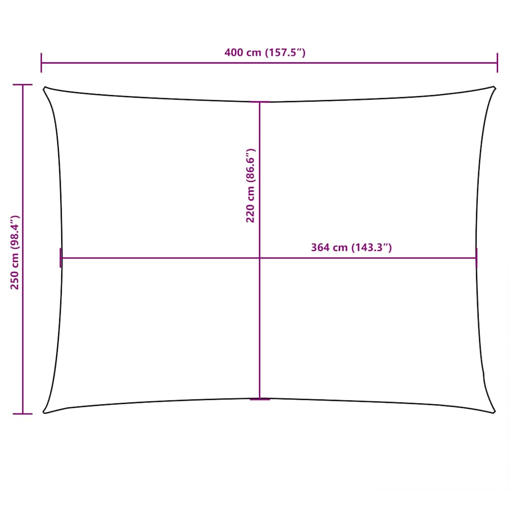 Fekete téglalap alakú oxford-szövet napvitorla 2,5 x 4 m 10