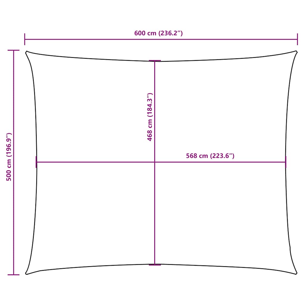 Fekete téglalap alakú oxford-szövet napvitorla 5 x 6 m 10