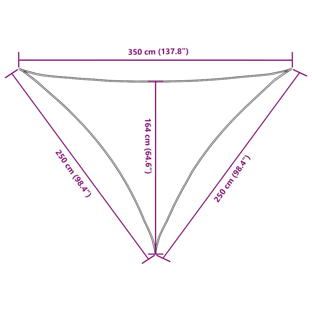 Fekete háromszögű oxford-szövet napvitorla 2,5 x 2,5 x 3,5 m 10