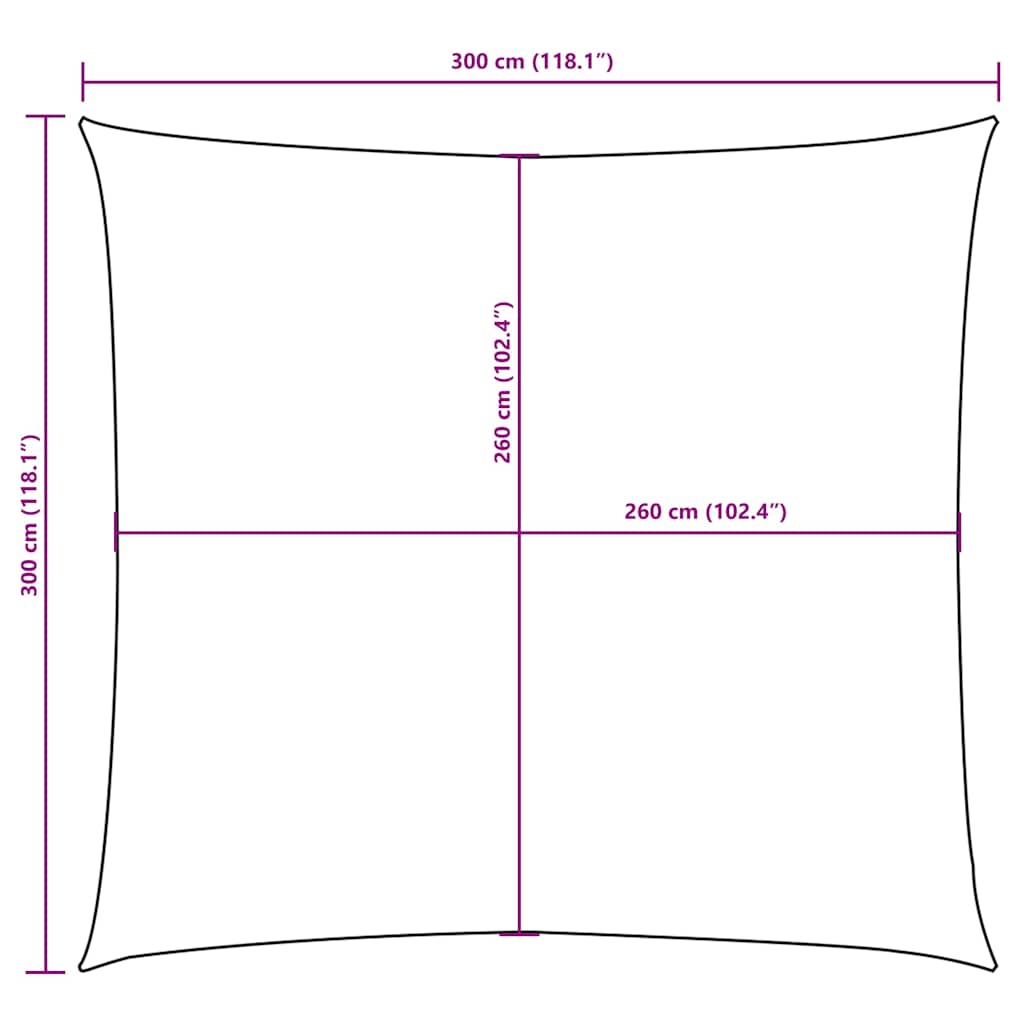 Barna négyzet alakú oxford-szövet napvitorla 3 x 3 m 10