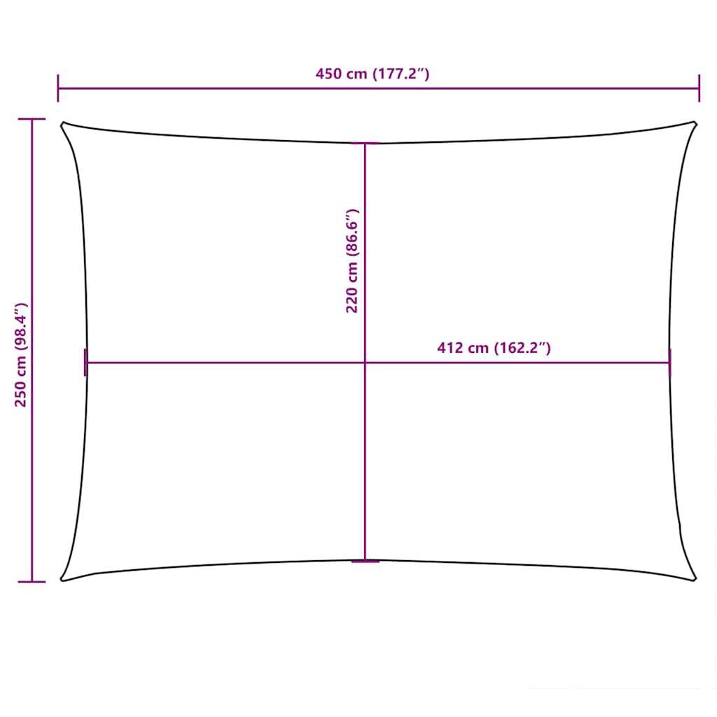 Barna téglalap alakú oxford-szövet napvitorla 2,5 x 4,5 m 10