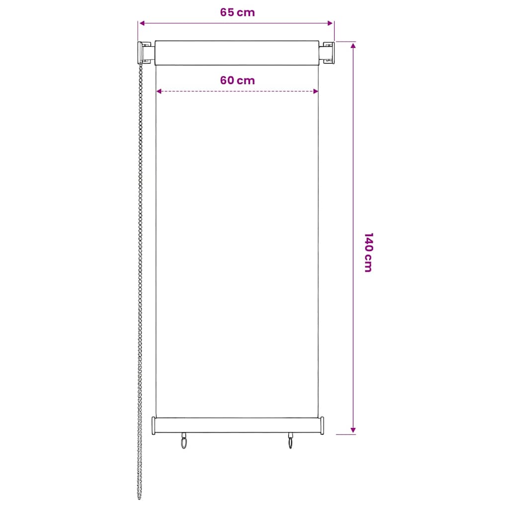 Fekete, kültéri sötétítő roló 65(Szé)x140(Ma) cm 6
