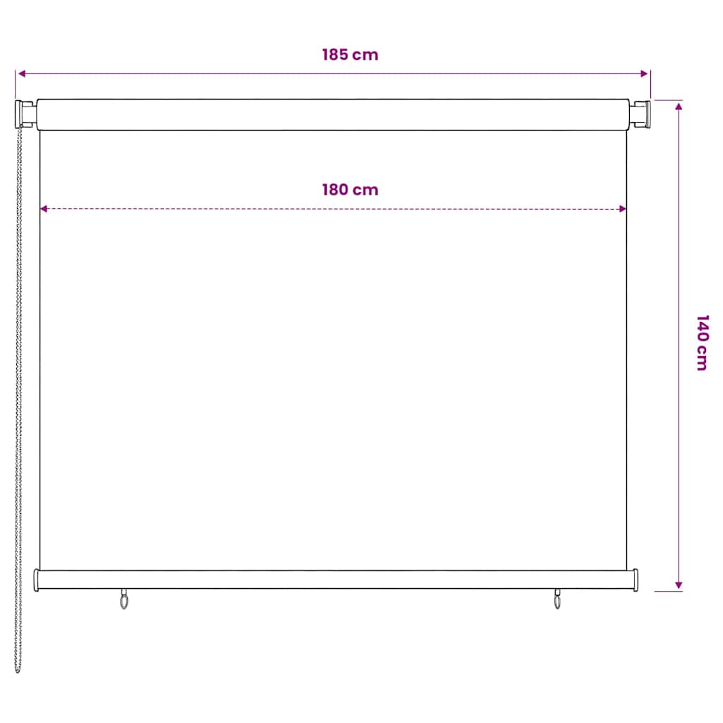 Fekete, kültéri sötétítő roló 185(Szé)x140(Ma) cm 6