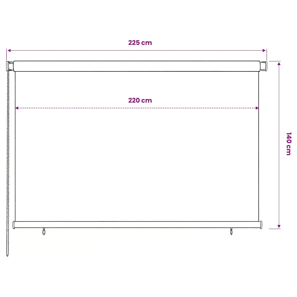 Fekete, kültéri sötétítő roló 225(Szé)x140(Ma) cm 6